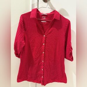Cutter & Buck Red Striped women’s golf polo Shirt